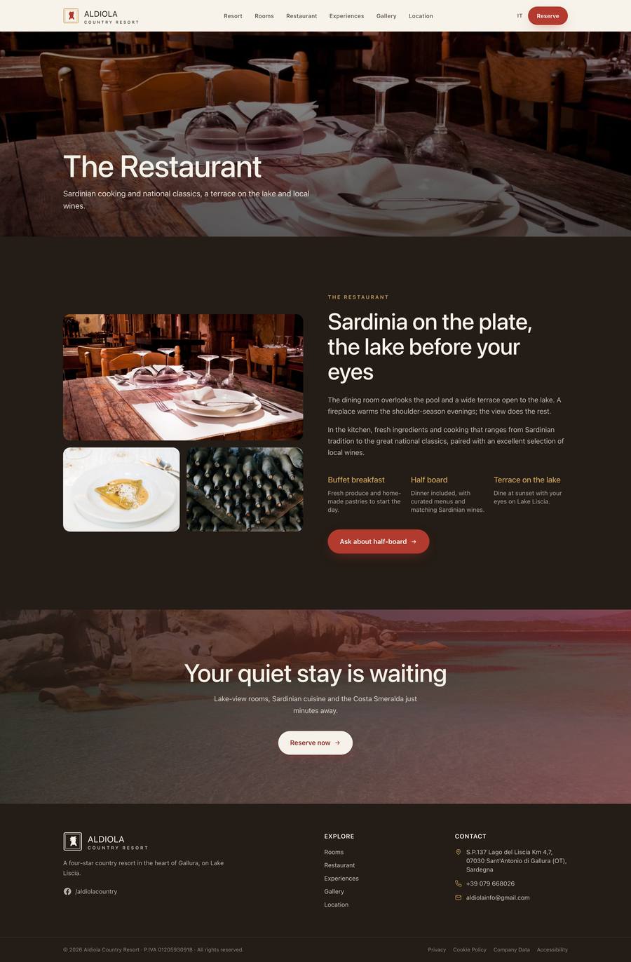 Aldiola Country Resort — Restaurant (desktop), rebuilt