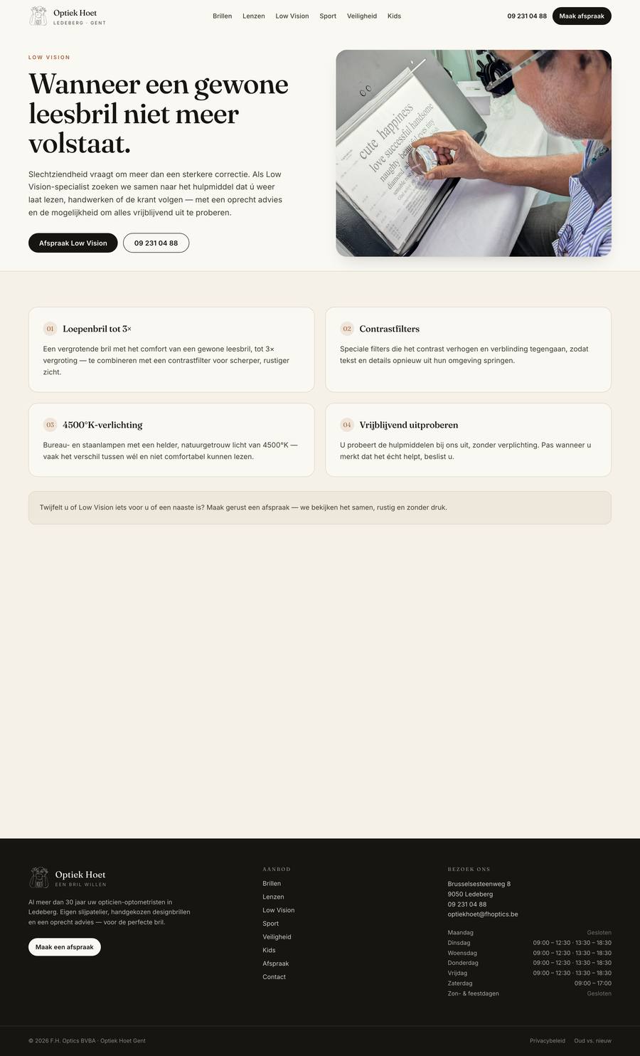 Optiek Hoet — Low Vision (desktop), rebuilt